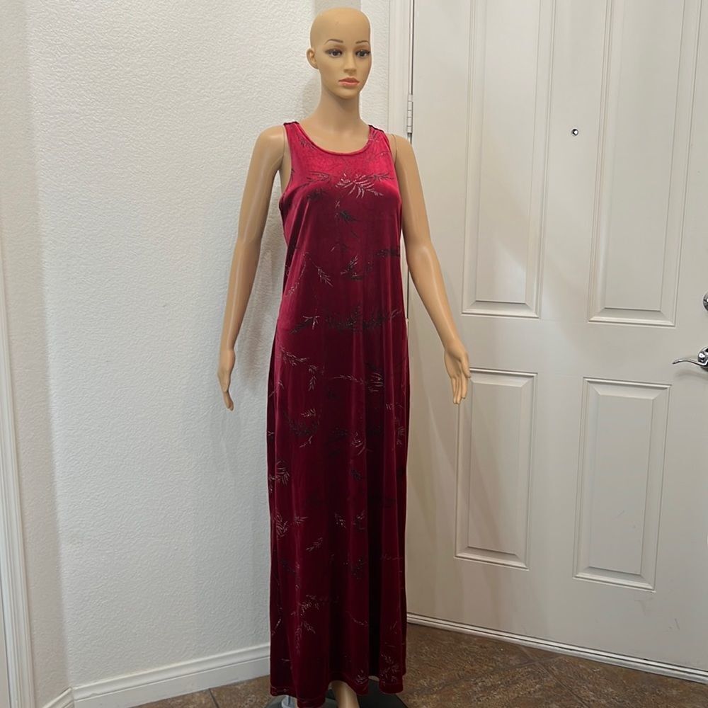 Ronnie Nicole Dress Size 16 Maxi Scoop Neck Short Sleeve Cross Straps Slit Back